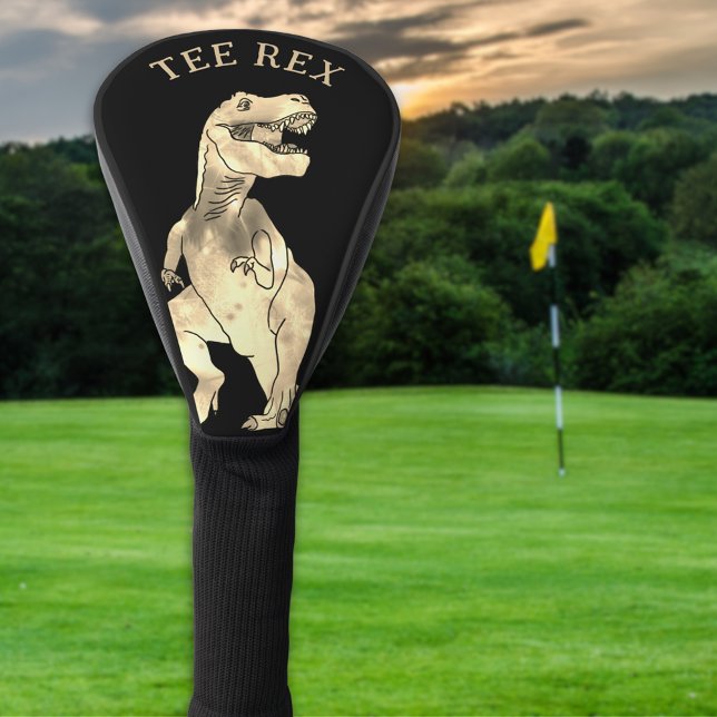 Funny Tee Rex Dinosaur Joke Golf Head Cover (Funny tee Rex dinosaur golfing joke golf head cover T-Rex dino illustration and modern typography )