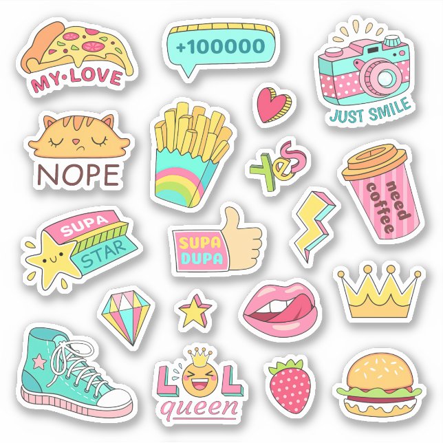 Funny Teen Girl Stuff Cute Colourful Cartoon (Front)