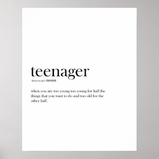 Funny teenager definition typography poster