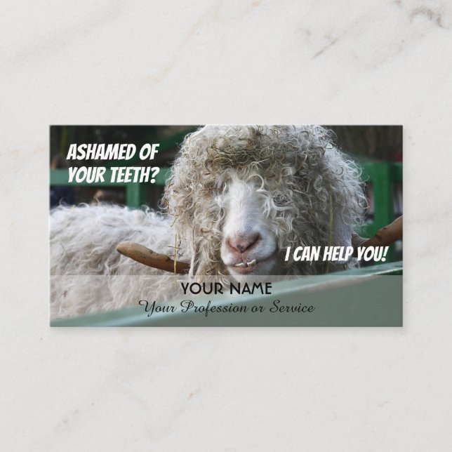 Funny teeth for dental experts against shame busin business card (Front)