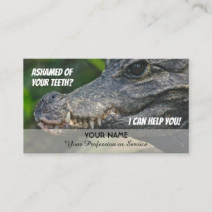 Funny teeth for dental experts against shame business card