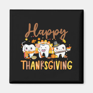 Funny Teeth Thanksgiving Dentist Turkey Dental Squ Magnet