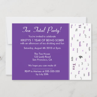 Funny Teetotal /Tea Total custom years sober party Invitation
