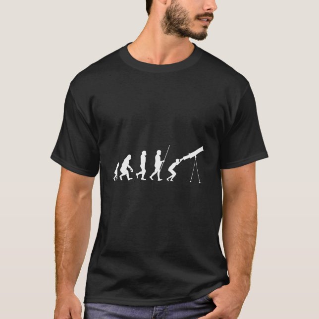 Funny Telescope Evolution Astronomer Gift Astronom T-Shirt (Front)