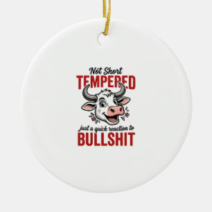 Funny Tempered Cow Vintage Ceramic Tree Decoration