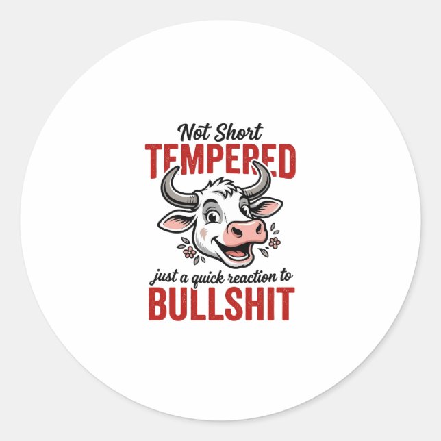 Funny Tempered Cow Vintage Classic Round Sticker (Front)