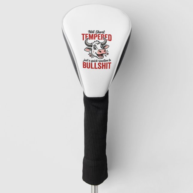 Funny Tempered Cow Vintage Golf Head Cover (Front)