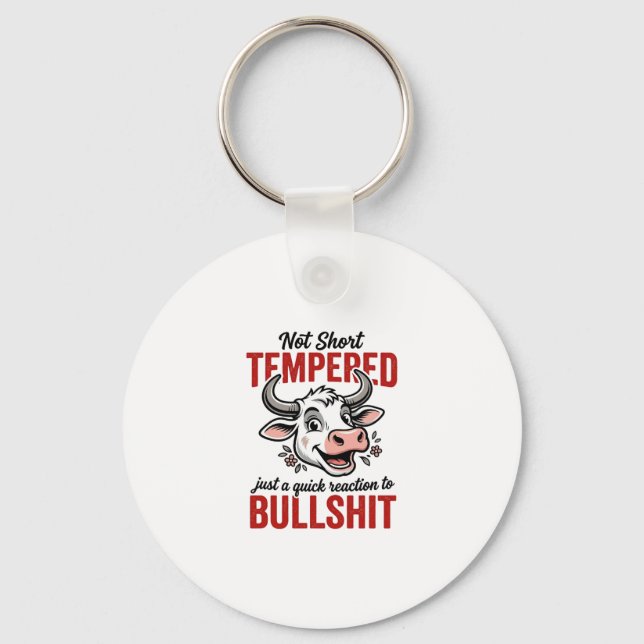 Funny Tempered Cow Vintage Key Ring (Front)