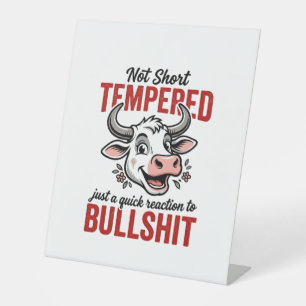 Funny Tempered Cow Vintage Pedestal Sign