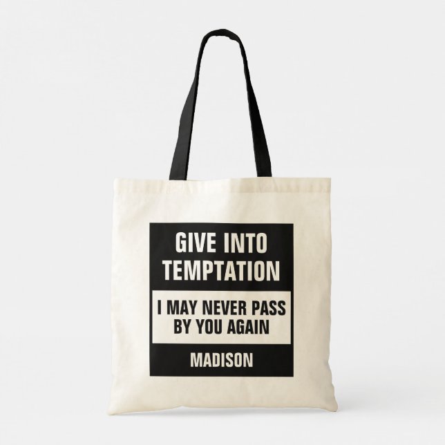 Funny Temptation custom name Tote Bag (Back)