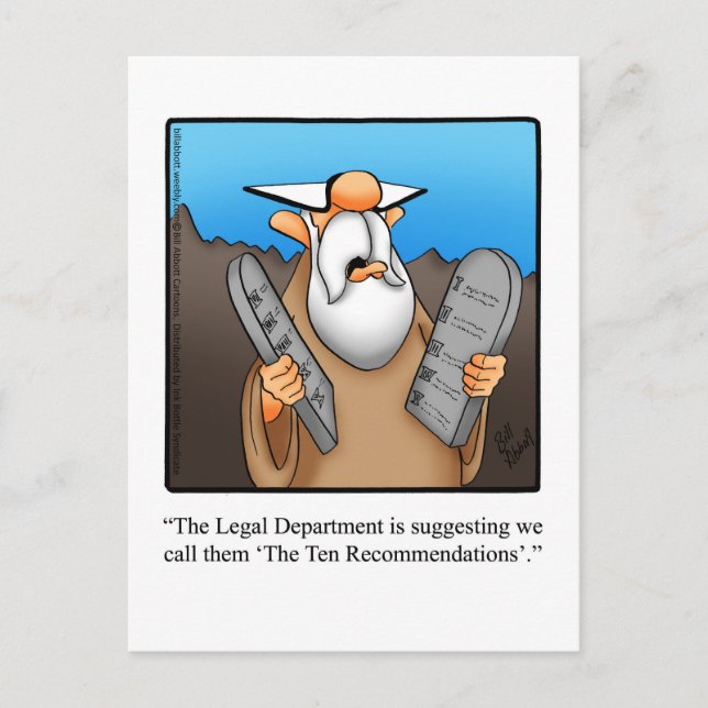 Funny "Ten Recommendations" Humour Postcard (Front)
