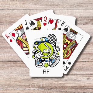 Funny Tennis Ball Cartoon Monogram   Sport Playing Cards