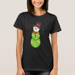 Funny Tennis Ball Snowman Winter Hat Snowflake Ten T-Shirt