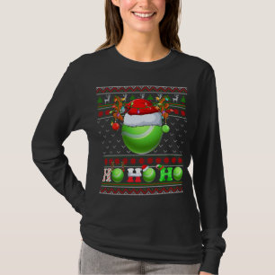 Funny Tennis Ball Xmas Tree Lights Ugly Christmas T-Shirt