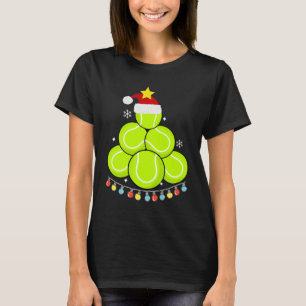 Funny Tennis Christmas Tree Lights Tennis Lover T-Shirt