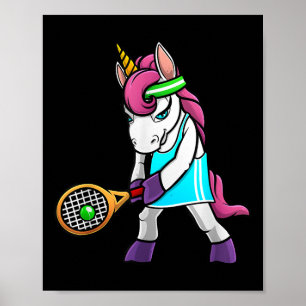 Funny Tennis Gift For Girls Women Unicorn Lovers C Poster