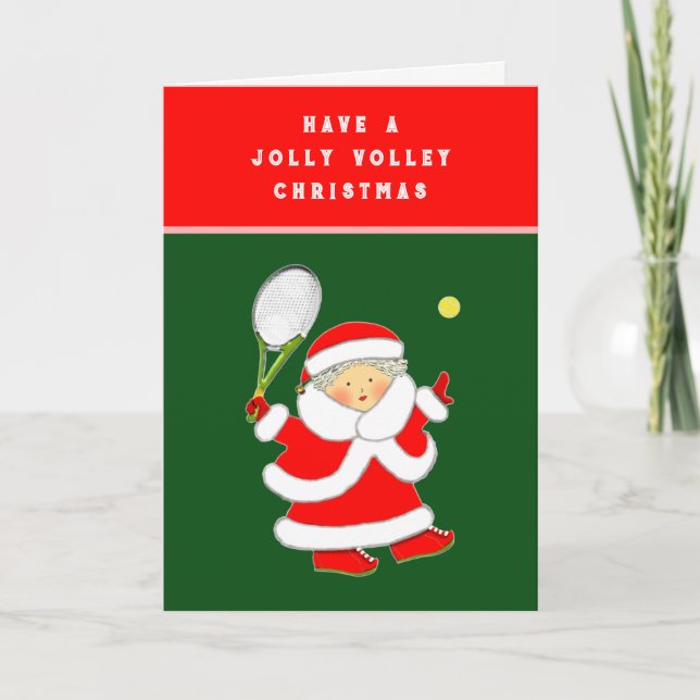 Funny Tennis Holiday Christmas Cards (Front)