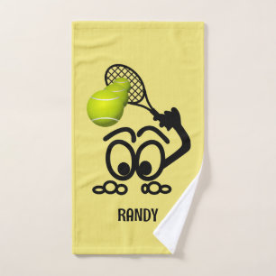 Funny Tennis Player Personalised Hand Towel
