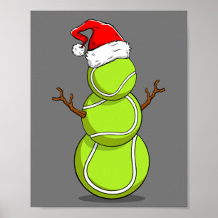 Funny Tennis Player Snowman Christmas Gift Poster