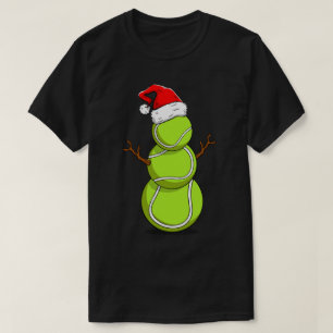 Funny Tennis Snowman Christmas Design T-Shirt