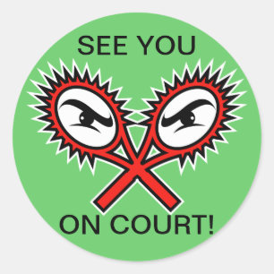 Funny tennis stickers with humourous slogan saying