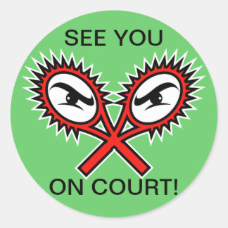 Funny tennis stickers with humourous slogan saying