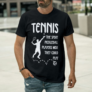 Funny Tennis vs Pickleball Tennis Player Serving  T-Shirt