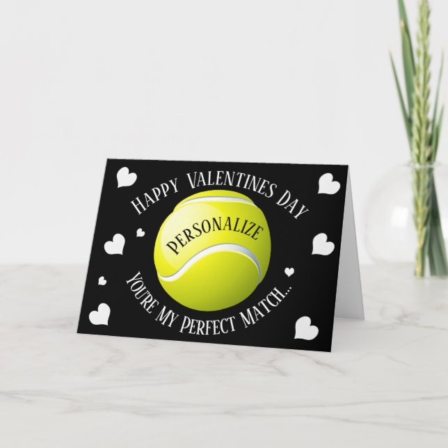 Funny Tennis You're My Perfect  Match Valentines Holiday Card (Front)