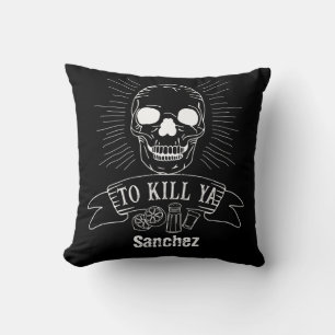 Funny Tequila Drinker Kill Ya Grunge Skull Slogan Cushion