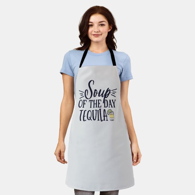 Funny Tequila Humour Personalised Name White women Apron (Worn)