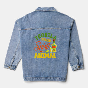 Funny Tequila Is My Spirit Animal Mexican Cinco De Denim Jacket