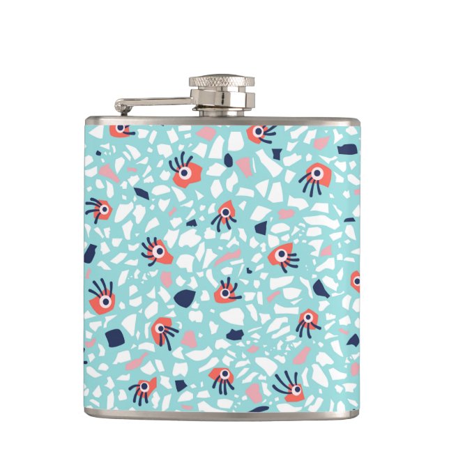 Funny Terrazzo Pattern Kids Hip Flask (Front)