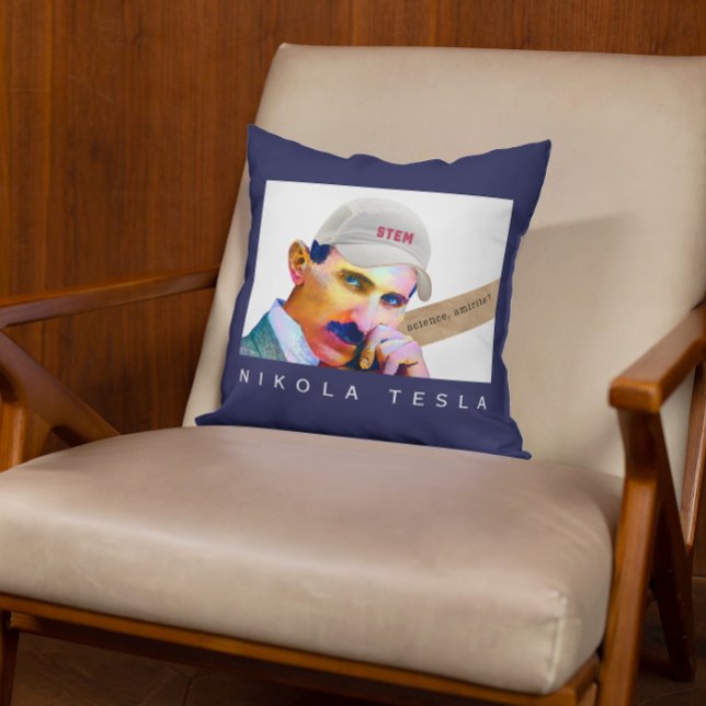 Funny Tesla Portrait Cushion (Creator Uploaded)