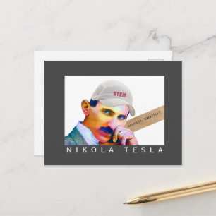 Funny Tesla Portrait Postcard