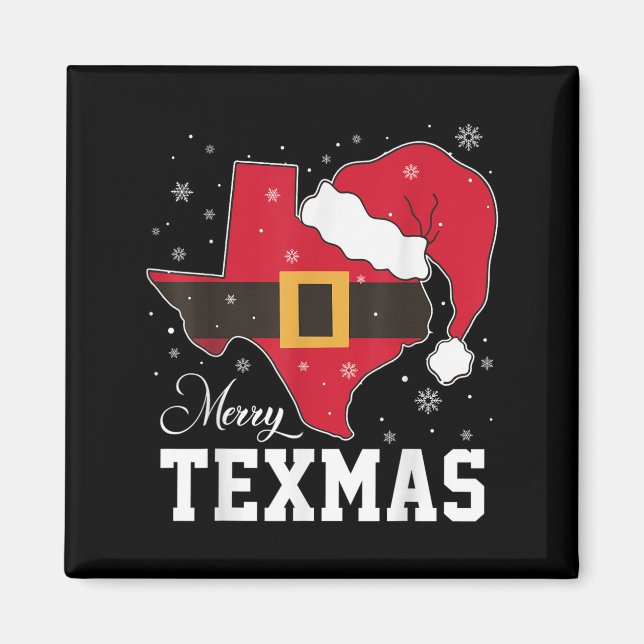 Funny Texas Merry Texmas Christmas State Santa Hat Magnet (Front)