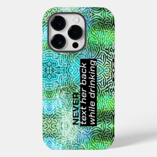 Funny text Cool green & blue iPhone 14 Pro Case