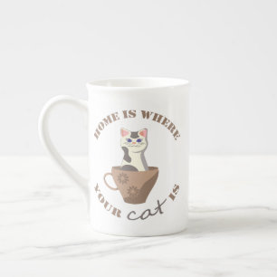 Funny text Home is where your cat is in cup