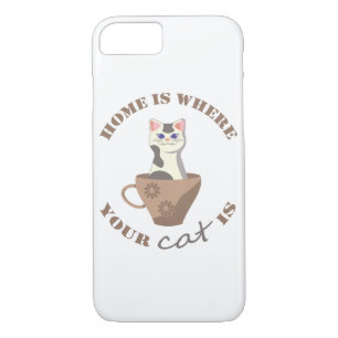 Funny text Home is where your cat is in cup Case-Mate iPhone Case