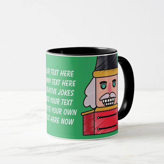 Funny text Watercolor Nutcracker Green Red  Mug (Front Right)
