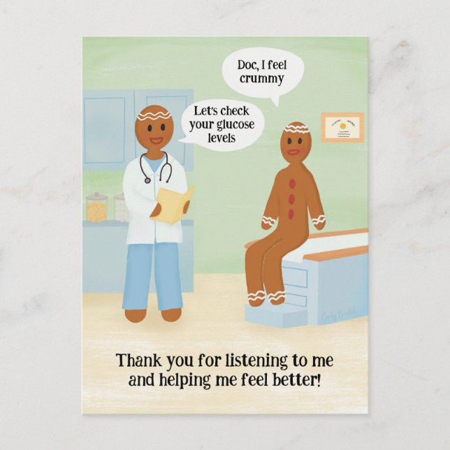 Funny Thank You Doctor Holiday Christmas Postcard (Front)