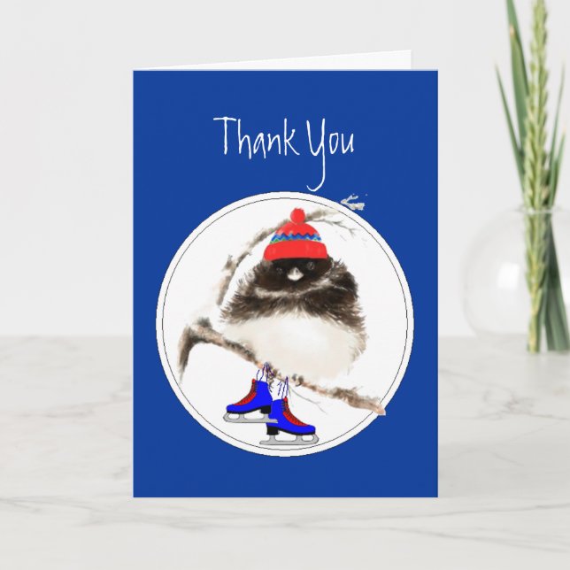 Funny, Thank You, Figure Skating  Sport Bird You Card (Front)