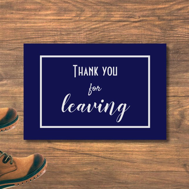 Funny "Thank You For Leaving" Introvert Antisocial Doormat (This funny + stylish royal blue doormat is for introverts, homebodies, and the lovably antisocial!)
