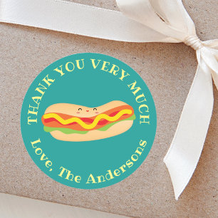 Funny Thank You Very Much Humourous Hot Dog Pun Classic Round Sticker