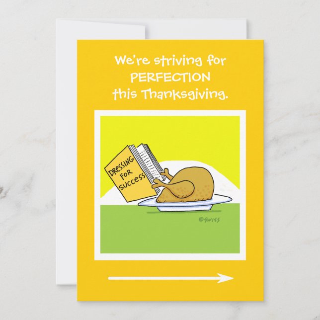 Funny Thanksgiving Banquet Cartoon Invitation Card (Front)