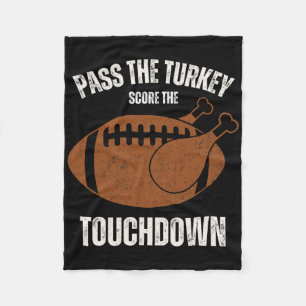 Funny Thanksgiving Boys Men Turkey Touchdowns Foot Fleece Blanket