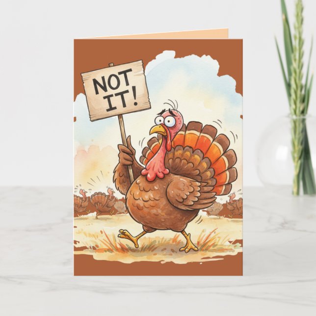 Funny Thanksgiving Card – Turkey Trouble (Front)