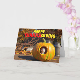 Funny Thanksgiving Card with Rat and Pumpkin