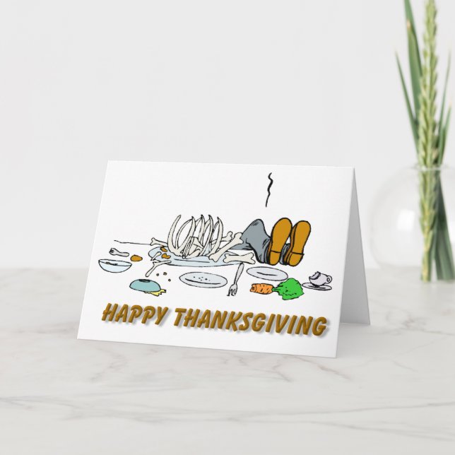 Funny Thanksgiving Cartoon Holiday Card (Front)