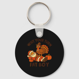 Funny Thanksgiving Christmas Turkey Vs Santa For M Key Ring