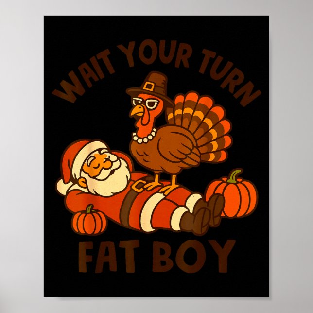 Funny Thanksgiving Christmas Turkey Vs Santa For M Poster (Front)
